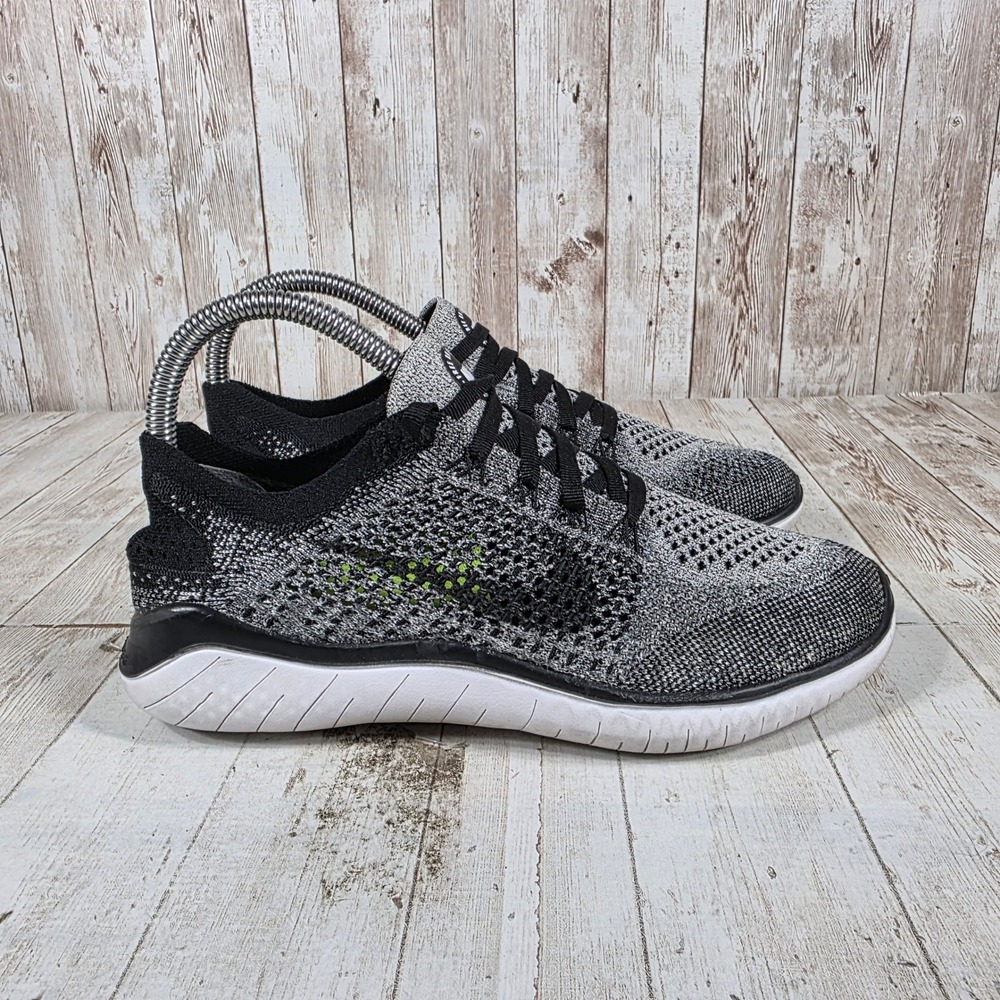 Nike Free RN Flyknit 2018 Womens Running Shoes Black White 942839-101 Size 6.5